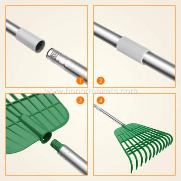 Adjustable Folding Leaves Rake for Quick Clean Up of Lawn and Yard